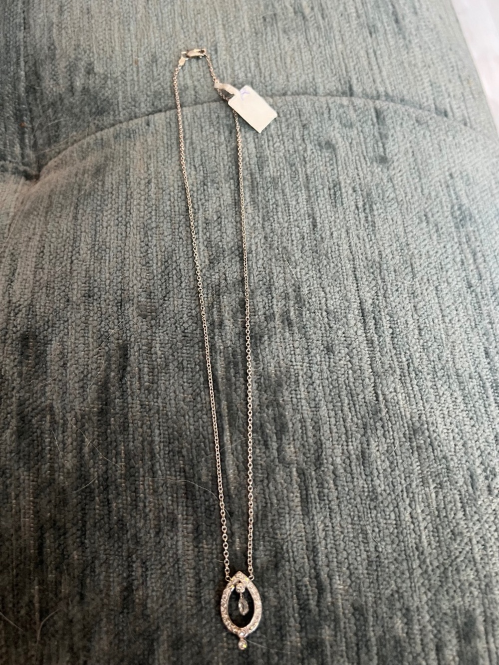 14 karat white gold and diamond necklace